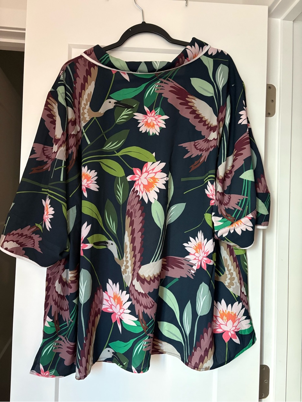 ELOQUII pajama top navy floral crane size 26 - Picture 5 of 5